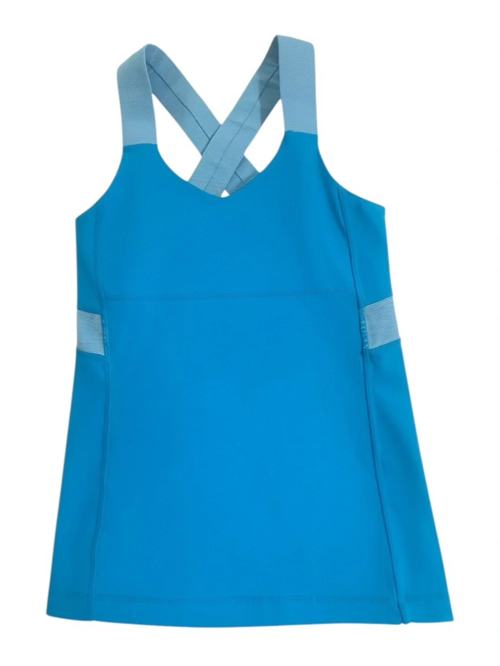 Lululemon Track & Train Tank Size 6 Turquoise Crossback Built-In Bra - Picture 4 of 6